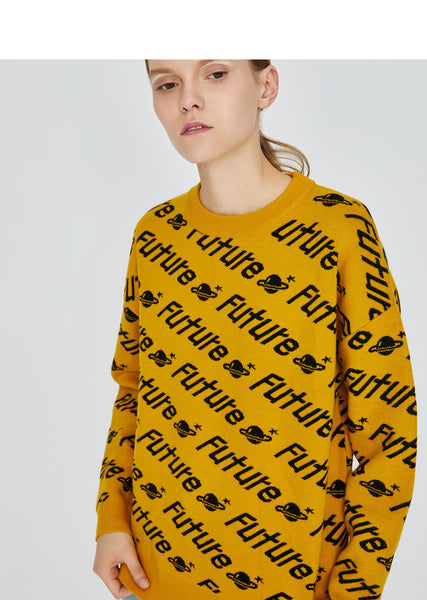 TOYOUTH KNITTED JUMPER IN LETTERS ALL OVER PRINT - boopdo