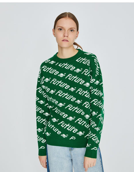 TOYOUTH KNITTED JUMPER IN LETTERS ALL OVER PRINT - boopdo