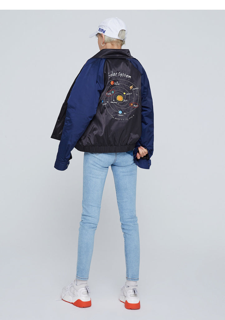 TOYOUTH BOMBER JACKET WITH BACK SOLAR SYSTEM EMBROIDERED 