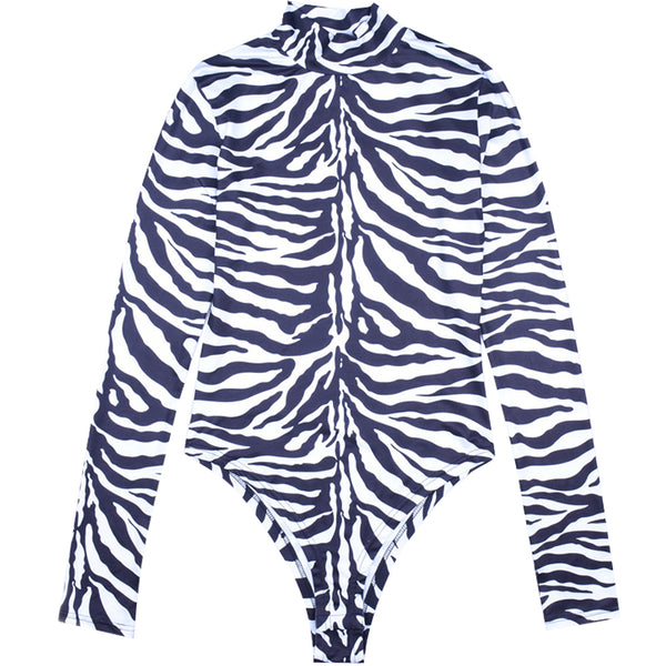 SHEMODA BOHEMIAN STYLE ZEBRA STRIPE BODYSUIT - boopdo