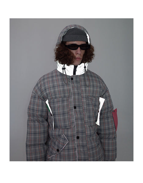 ZAHARA JAMAC PLAID BASIC DESIGN COTTON BOMBER JACKET - boopdo
