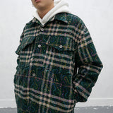 GONZA MANSTA URBAN STYLE PLAID QUILTED OUTDOOR THICK SHIRT - boopdo