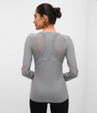 LULU GYM STYLE TIGHT FITTING LONG SLEEVED T SHIRT - boopdo