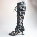 PROVA PERFETTO HUFFO WOFO OPEN TOE KNEE HIGH LEATHER SANDALS - boopdo