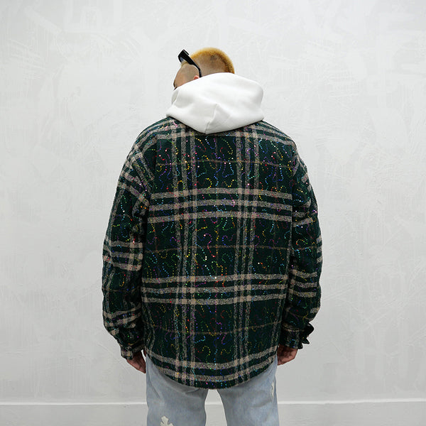 GONZA MANSTA URBAN STYLE PLAID QUILTED OUTDOOR THICK SHIRT - boopdo