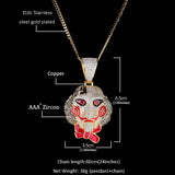 ZOA CHAIN SAW SCARY DOLL MASK GOLD PLATED COPPER NECKLACE - boopdo