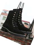 DONNA FARZA CONCEPT BRITISH STYLE WOMENS BOOTIES IN BLACK WITH PEARL - boopdo
