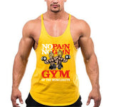 NO PAIN NO GAIN GYM OF THE MUSCLE GUYS TANK TOP SINGLET - boopdo