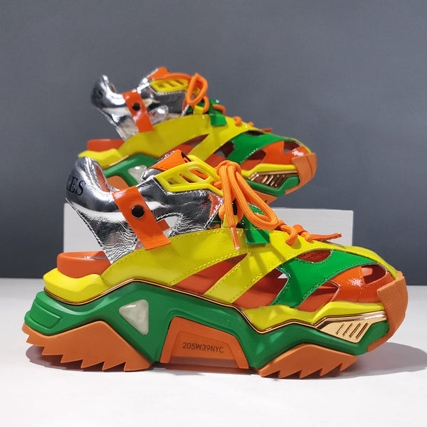 CERULEAN GAVIN CHUNKY SOLE LEATHER SANDALS IN MULTI COLOR - boopdo
