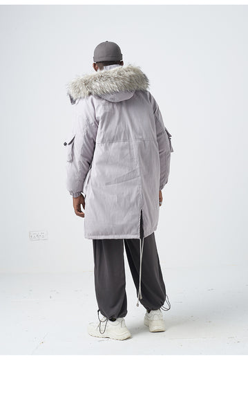 SWAGGER SHOTE MID LENGTH FAUX FUR COLLAR HOODED JACKET - boopdo