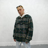 GONZA MANSTA URBAN STYLE PLAID QUILTED OUTDOOR THICK SHIRT - boopdo