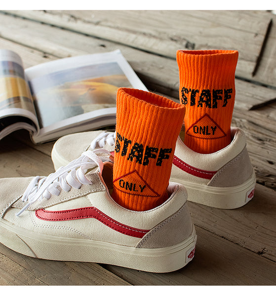 BOOPDO DESIGN STAFF ONLY PRINT SPORTS STYLE SOCKS - boopdo