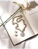 UZL DESIGN GOLD PLATED CHUNKY CHAIN NECKLACE WITH COIN PENDANT - boopdo