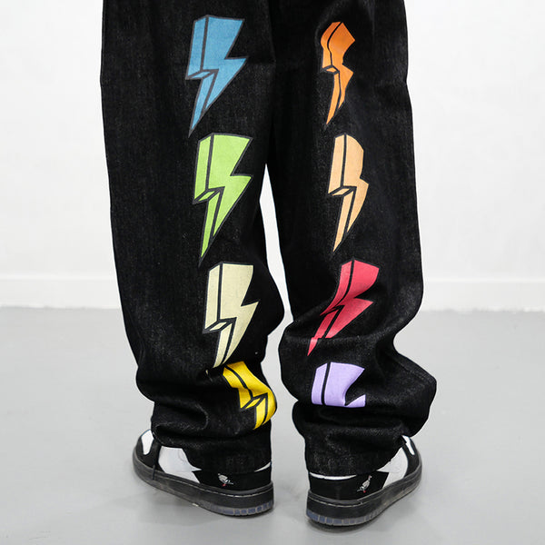 GUITY ALONA FAIR FOCUS GRAFFITI DENIM JEAN SWEATPANTS - boopdo