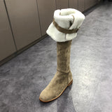 LUXE SEVEN DESIGN SHEARLING OVER THE KNEE BOOTS - boopdo