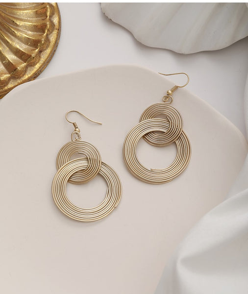 UZL DESIGN GOLD PLATED DOUBLE HOOP PULL THROUGH EARRINGS - boopdo