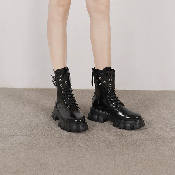 TEXSO ANGLO CHUNKY PLATFORM ANKLE BOOTS - boopdo