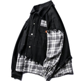 REVIGOLA PAZALO QIAOYI PLAID SHIRT DENIM JACKET IN BLACK - boopdo
