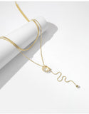 UZL DESIGN MULTIROW NECKLACE WITH EMBELLISHED HOOP PENDANT IN GOLD PLATED - boopdo
