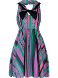 SINCE THEN BOW FRONT MINI DRESS IN STRIPE SCARF PRINT - boopdo