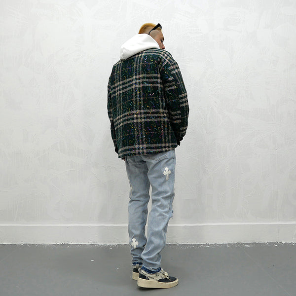 GONZA MANSTA URBAN STYLE PLAID QUILTED OUTDOOR THICK SHIRT - boopdo