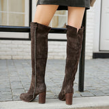 PROVA PERFETTO LISA GOTHO DESIGN THICK SOLED OVER THE KNEE LEATHER BOOTS - boopdo