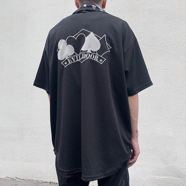 EVIL DOOR GAMBLER BASEBALL COACH SHORT SLEEVED JERSEY T SHIRT - boopdo