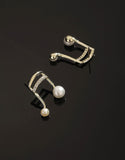 UZL DESIGN GOLD PLATED MUSIC ICON STUD EARRINGS WITH CRYSTAL AND PEARLS - boopdo