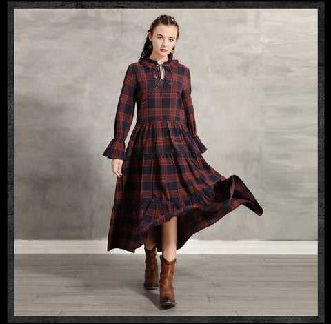 ARTKA KELSEY KEER TWO PIECE PLAID KNITTED LONG DRESS - boopdo