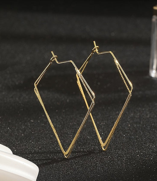 UZL DESIGN ABSTRACT HOOP EARRINGS IN GOLD PLATE - boopdo