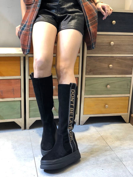 MERRITT TAMPA THICK SOLE PLATFORM LEATHER LEOPARD BOOTS - boopdo