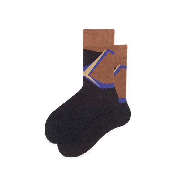 MONDAYS ABSTRACT PATTERN SOCKS IN BROWN - boopdo