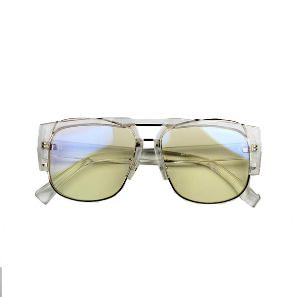 HUACHEN PIGEL CURVED FRAME TRANSPARENT SUNGLASSES - boopdo