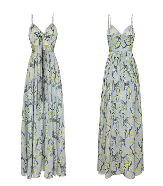 SINCE THEN KNOT FRONT MAXI SLIP DRESS IN FLORAL - boopdo