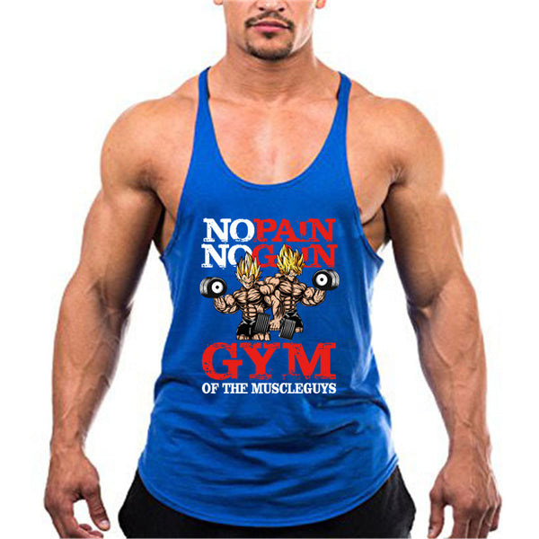 NO PAIN NO GAIN GYM OF THE MUSCLE GUYS TANK TOP SINGLET - boopdo