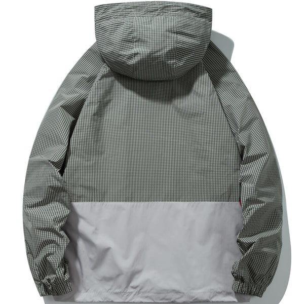 COSMICA TRENCH COLIC WINDBREAKER HOODED PLAID JACKET - boopdo