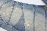 TEXANS MONORZA ADOO WASHED DENIM QUILTED BLUE JEAN PANTS - boopdo