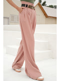 VERRAGE HIGH WAIST WIDE LEG TROUSERS IN PINK - boopdo