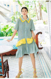 8GIRLS DESIGN CRINKLE SMOCK DRESS WITH FRILL COLLAR IN YELLOW SPOT - boopdo