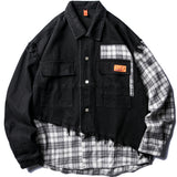 REVIGOLA PAZALO QIAOYI PLAID SHIRT DENIM JACKET IN BLACK - boopdo