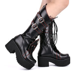 JENNA TIFFANY GOTHIC COSBY PUNK STYLE HANDMADE CHUNKY PLATFORM BOOTS - boopdo