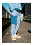 KIKO GORLA STRIPED SEERSUCKER CASUAL JOGGER PANTS IN BLUE - boopdo
