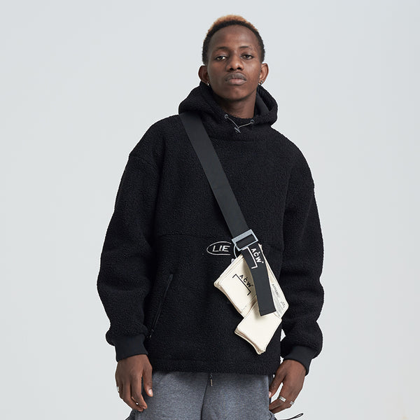 SHOTE SINN HE ON THE EDGE VELVET HOODED SWEATER WITH KANGAROO POCKET - boopdo
