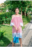 8GIRLS DESIGN STRAPPY COLD SHOULDER SUMMER DRESS IN STRIPE - boopdo