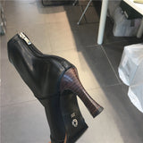 LUXE SEVEN DESIGN SHAPED HEEL ANKLE BOOTS - boopdo