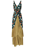 SINCE THEN WRAP MAXI DRESS WITH FRILL LAYERS IN PRINT - boopdo