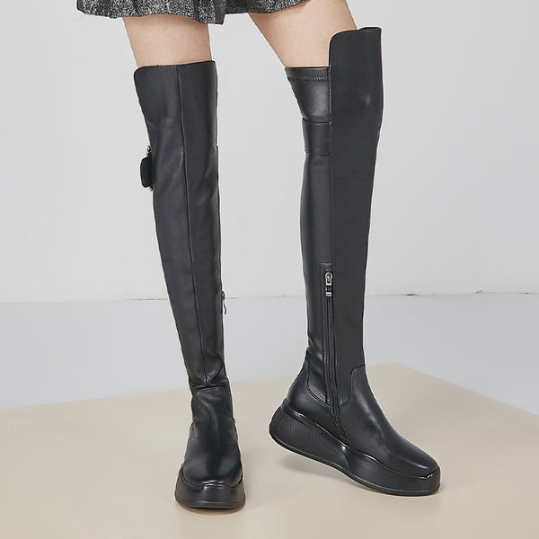DESTROZA FREADA PLATFORM OVER THE KNEE LEATHER BOOTS - boopdo