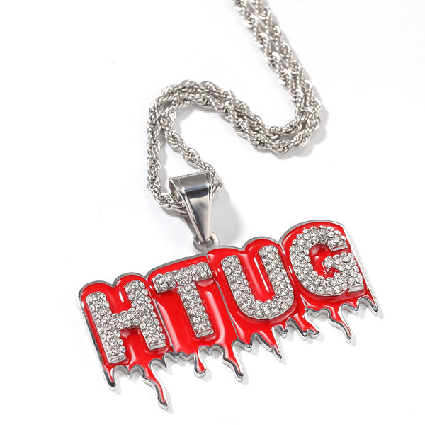 POOYO HTUG STAINLESS STEEL HIPSTER HIP HOP JEWELRY DIAMOND NECKLACE - boopdo