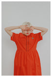 TYAKASHI MIDI SHIRT DRESS IN ORANGE - boopdo