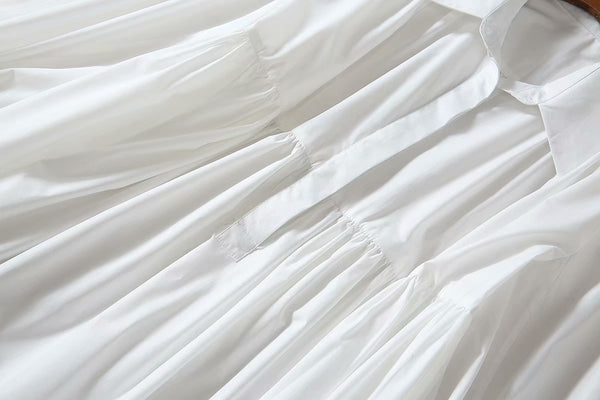 BBL DESIGN TIERED MINI SMOCK SHIRT DRESS IN WHITE - boopdo